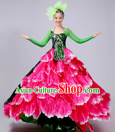 Chinese Theater Traditional Dance Ribbon Dancing Long Sleeve Leotard China Fan Dance Costume Complete Set for Women Girls