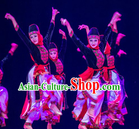 Chinese People Folk Dance Ethnic Dresses Traditional Wear Clothing Cultural Dancing Costume Complete Sets for Women