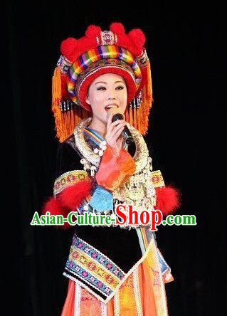 Chinese People Folk Dance Ethnic Dresses Traditional Wear Clothing Cultural Dancing Costume Complete Sets for Women