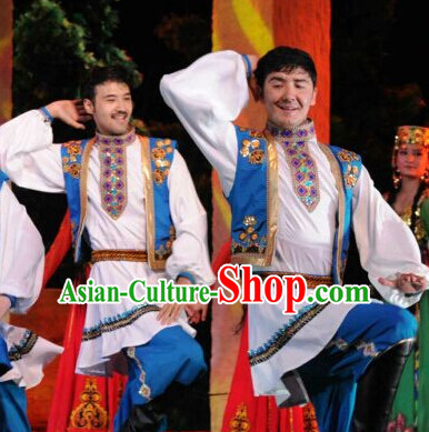 Chinese People Folk Dance Ethnic Dresses Traditional Wear Clothing Cultural Dancing Costume Complete Sets for Men