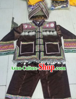 Chinese People Folk Dance Ethnic Dresses Traditional Wear Clothing Cultural Dancing Costume Complete Sets for Men
