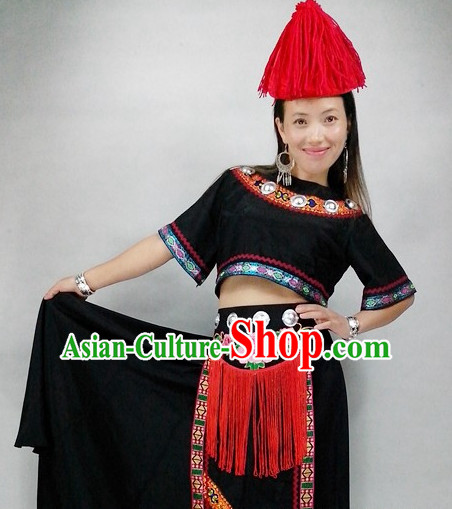 Chinese People Folk Dance Ethnic Dresses Traditional Wear Clothing Cultural Dancing Costume Complete Sets for Women