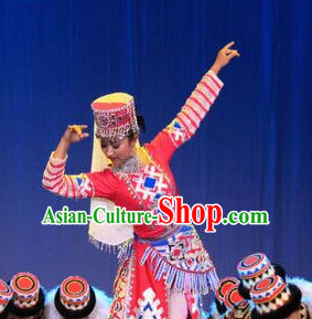 Chinese People Folk Dance Ethnic Dresses Traditional Wear Clothing Cultural Dancing Costume Complete Sets for Women