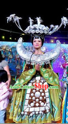 Chinese People Folk Dance Ethnic Dresses Traditional Wear Clothing Cultural Dancing Costume Complete Sets for Women