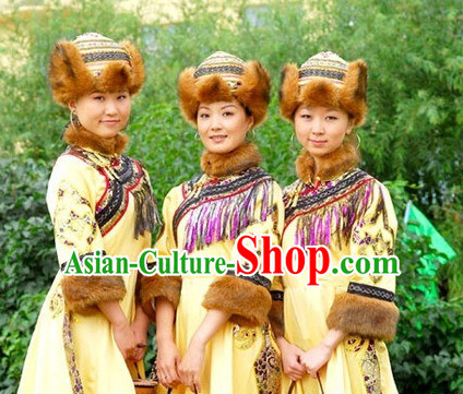 Chinese People Folk Dance Ethnic Dresses Traditional Wear Clothing Cultural Dancing Costume Complete Sets for Women