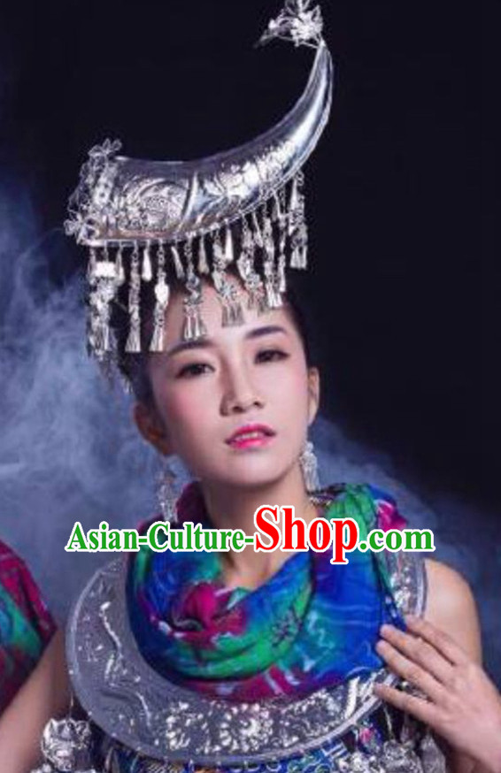 Chinese Ethnic Handmade Silver Hat for Women