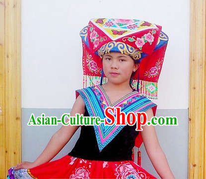 Chinese Ethnic Handmade Zhuang Hat for Women