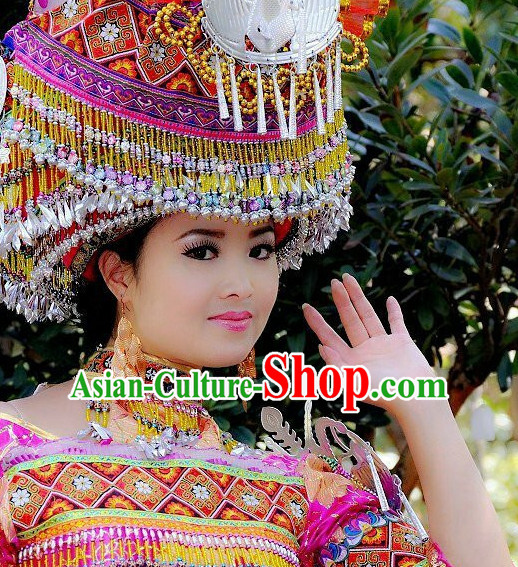 Chinese Folk dancing Ethnic Dresses Traditional Wear Clothing Cultural Dancing Costume Complete Set for Women
