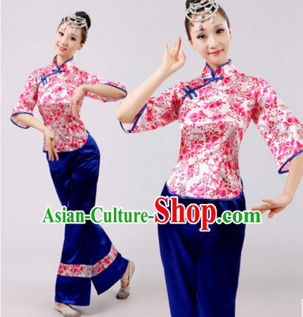 Chinese Folk Dance Dress Clothing Dresses Costume Ethnic Dancing Cultural Dances Costumes for Women