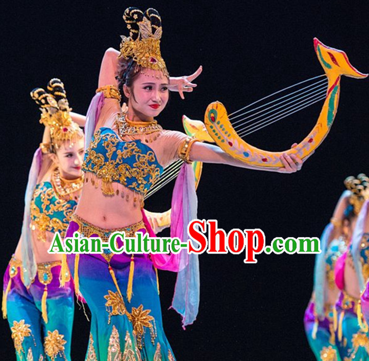 Chinese Classical Folk Fei Tian Dance Dress Clothing Dresses Costume Classic Dancing Cultural Dances Costumes for Women