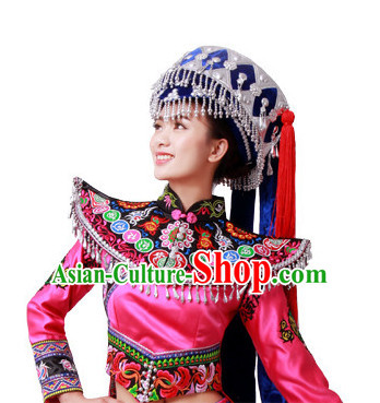 Chinese Miao Folk Dance Dress Clothing Dresses Costume Ethnic Dancing Cultural Dances Costumes for Women Girls