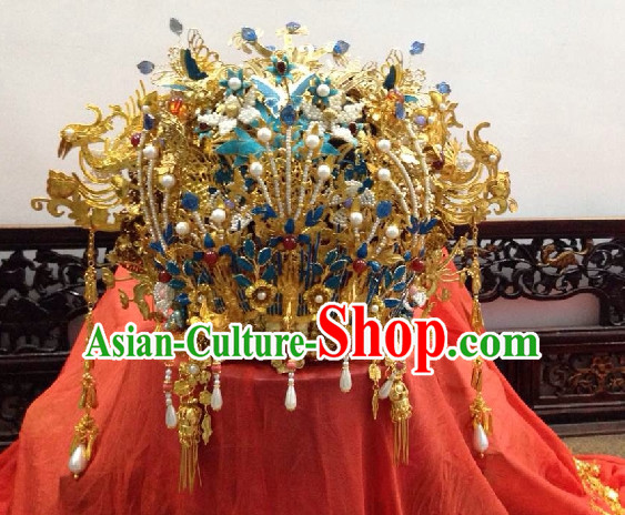 China Ancient Dynasty Imperial Royal Quene Crown Empress Hairpins Hair Accessories Hairstyle Wigs Chinese Oriental Hairstyles Headpieces Hat