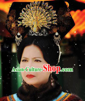 China Qing Dynasty Imperial Royal Quene Hairpins Hair Accessories Hairstyle Wigs Chinese Oriental Hairstyles Headpieces