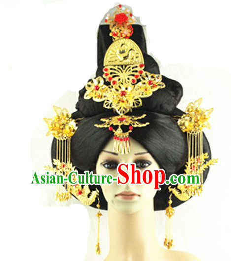 Chinese Imperial Quene Crown Empress Hairpins Hair Accessories Hairstyle Chinese Oriental Hairstyles Headpieces Wigs