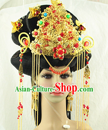 Chinese Imperial Quene Crown Empress Hairpins Hair Accessories Hairstyle Chinese Oriental Hairstyles Headpieces Wigs