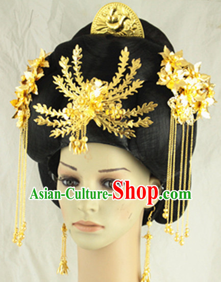 Chinese Imperial Quene Crown Empress Hairpins Hair Accessories Hairstyle Chinese Oriental Hairstyles Headpieces Wigs