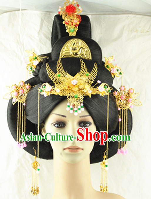 Chinese Imperial Quene Crown Empress Hairpins Hair Accessories Hairstyle Chinese Oriental Hairstyles Headpieces Wigs