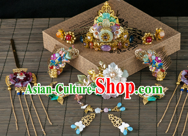 Chinese Imperial Quene Crown Empress Hairpins Hair Accessories Hairstyle Chinese Oriental Hairstyles Headpieces Wigs