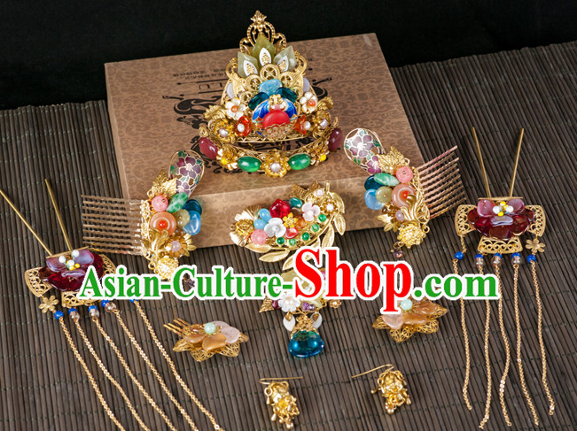 Chinese Imperial Quene Crown Empress Hairpins Hair Accessories Hairstyle Chinese Oriental Hairstyles Headpieces Wigs