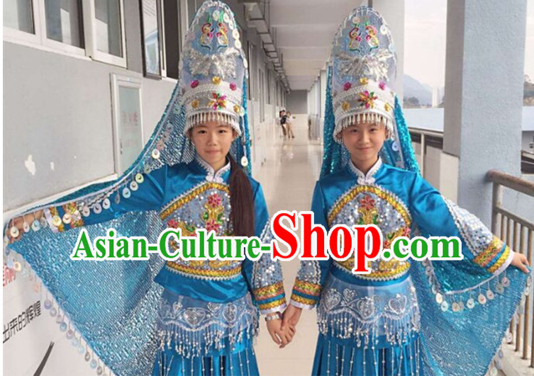 Chinese Folk Dance Dress Clothing Dresses Costume Ethnic Dancing Cultural Dances Costumes for Women Girls