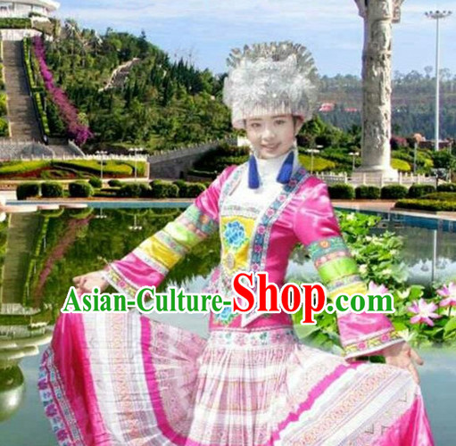 Chinese Folk Dance Dress Clothing Dresses Costume Ethnic Dancing Cultural Dances Costumes for Women Girls