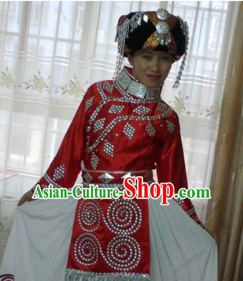 Chinese Folk Dance Dress Clothing Dresses Costume Ethnic Dancing Cultural Dances Costumes for Women Girls