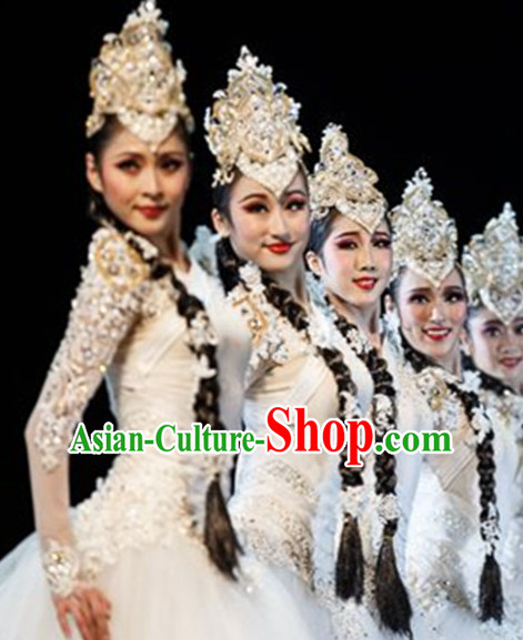 Chinese Folk Dance Dress Clothing Dresses Costume Ethnic Dancing Cultural Dances Costumes for Women Girls