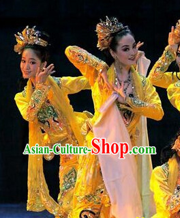 Chinese Folk Dance Dress Clothing Dresses Costume Ethnic Dancing Cultural Dances Costumes for Women Girls