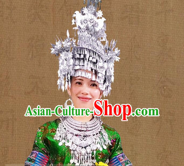Chinese Miao Silver Folk Ethnic Hat for Women