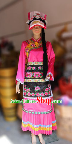 Chinese Minority Nationality Ethnic Groups Wear Dresses Traditional Clothing for Women