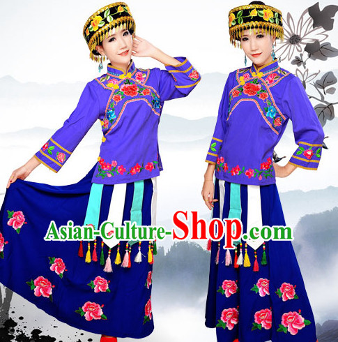 Chinese Minority Nationality Ethnic Groups Wear Dresses Traditional Clothing for Women