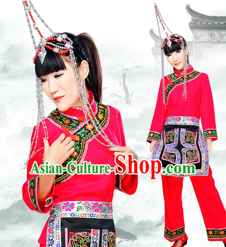 Chinese Minority Nationality Ethnic Groups Wear Dresses Traditional Clothing for Women