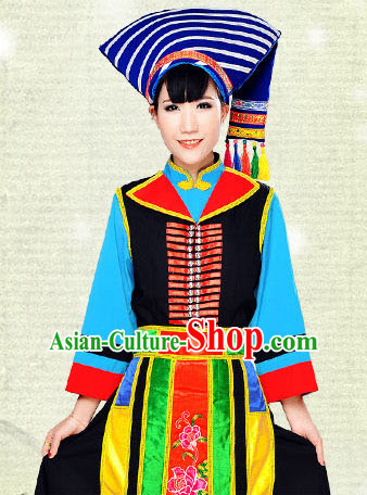 Chinese Hmong Minority Nationality Ethnic Groups Wear Dresses Traditional Clothing for Women