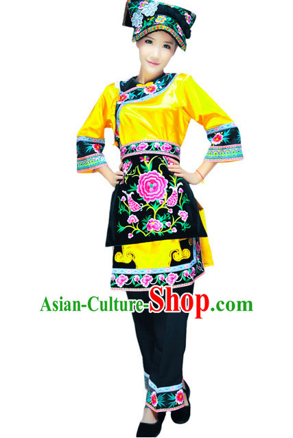 Chinese Hmong Minority Nationality Ethnic Groups Wear Dresses Traditional Clothing for Women and Men