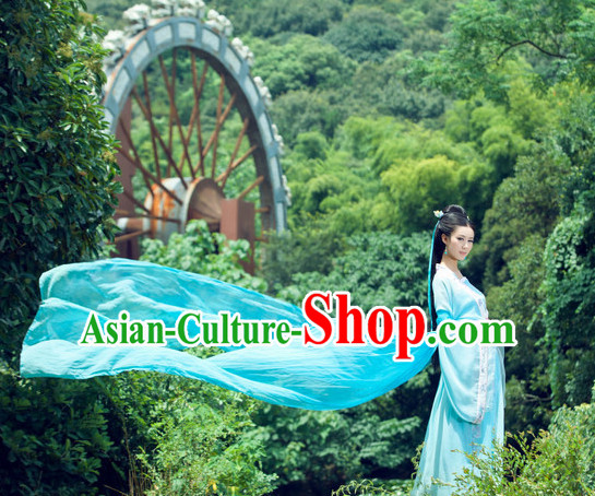 Green Color Chinese Traditional Dancer Costumes Complete Set
