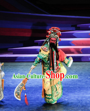 Chinese Classical Opera Guan Gong Dance Costume Folk Dancing Costumes Traditional Chinese Dance Costumes Asian Dancewear Complete Set for Men Boys