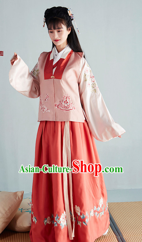 Chinese Ancient Ming Dynasty Princess Beauty Garment Costumes and Hair Jewelry Complete Set for Women