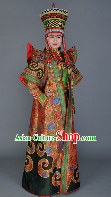 Custom Made Ancient Chinese Style TV Drama Film Ethnic Mongolian Clothing and Hairpieces Complete Set