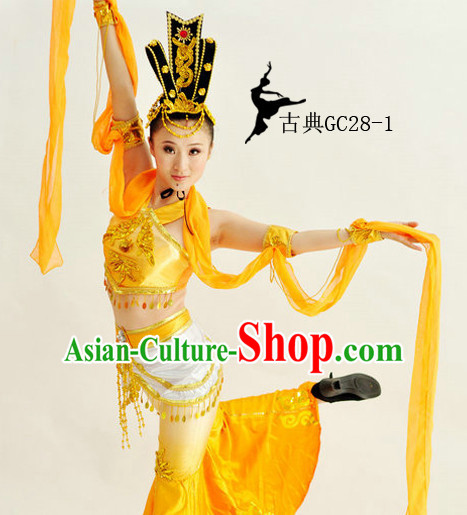 Traditional Chinese Classical Long Sleeves Dance Costumes for Girls
