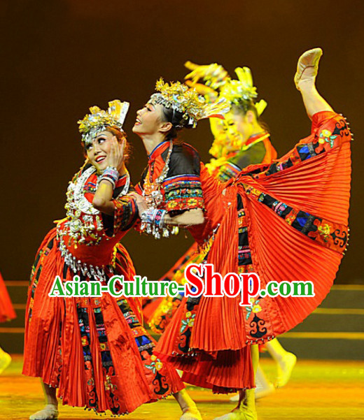 Traditional Ethnic Miao Dancing Costumes for Girls