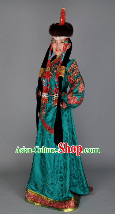 Traditional Chinese Mongolian Empress Garment Clothes Complete Set for Women