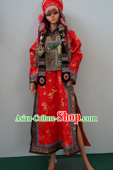 Traditional Chinese Mongolian Wedding Clothes Complete Set for Women