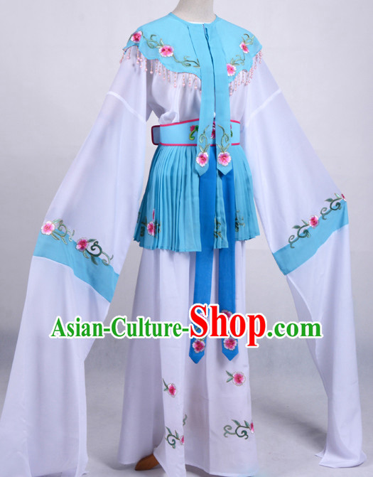 White Chinese Opera Costumes Huangmei Opera Stage Performance Costume Chinese Traditional Water Sleeve Costume Drama Costumes Complete Set