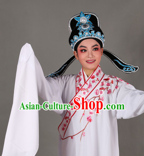 Chinese Opera Costumes Huangmei Opera Stage Performance Costume Chinese Traditional Water Sleeve Costume Drama Costumes and Hat Complete Set