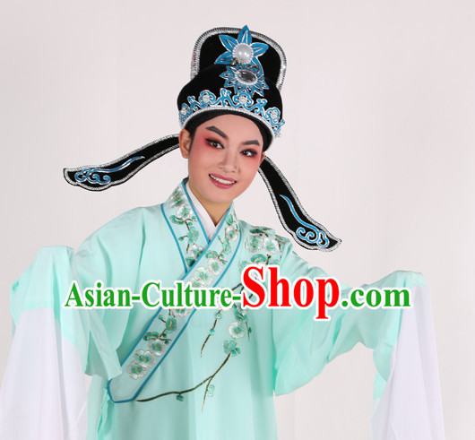 Chinese Opera Costumes Huangmei Opera Stage Performance Costume Chinese Traditional Water Sleeve Costume Drama Costumes and Hat Complete Set