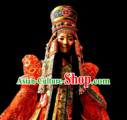 Chinese Traditional Ethnic Empress National Costumes Wedding Dresses Wear Clothing and Hat Complete Set for Men