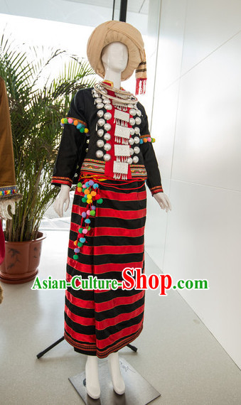 Chinese Traditional Ethnic Miao National Costumes Complete Set for Women