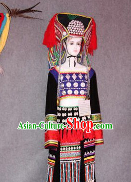 Chinese Traditional Ethnic Miao National Costumes Complete Set for Women