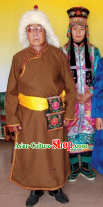 Mongolian Traditional Ethnic National Costumes Complete Set for Men