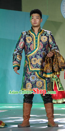 Mongolian Traditional Ethnic National Costumes Complete Set for Men